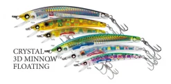 Yo-Zuri Crystal 3D Minnow Lures Color Holographic Silver Black